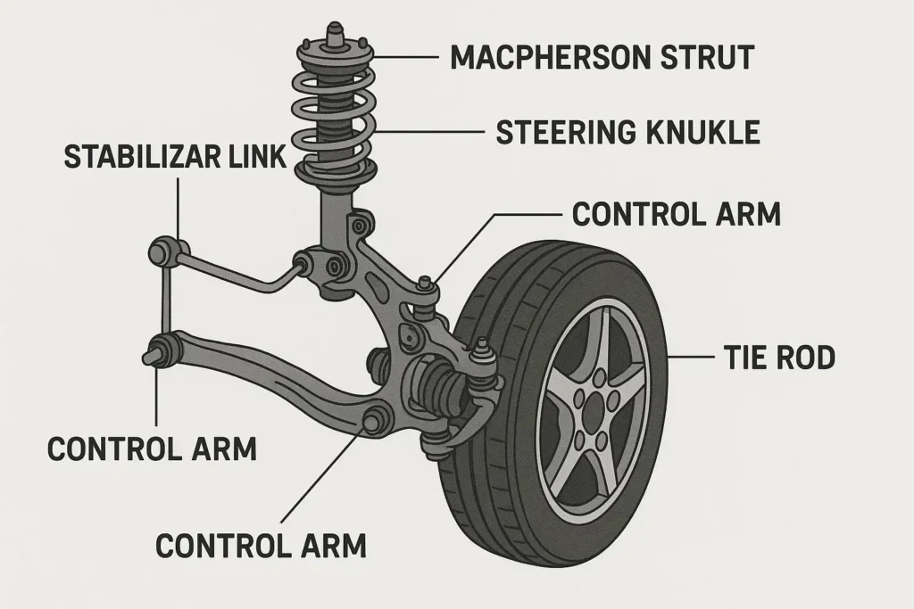 Components of a car suspension system