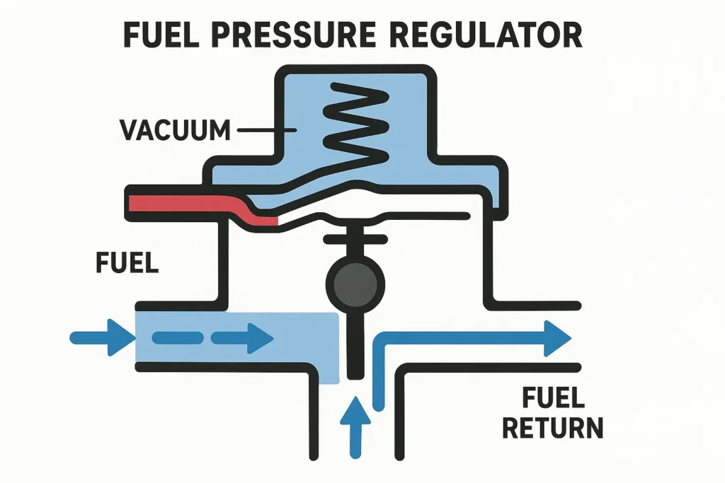 A diagram explaining how a fuel pressure regulator works?