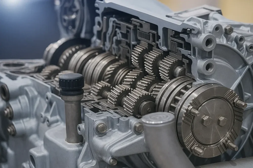 Transmission speed sensor visible inside a car's engine