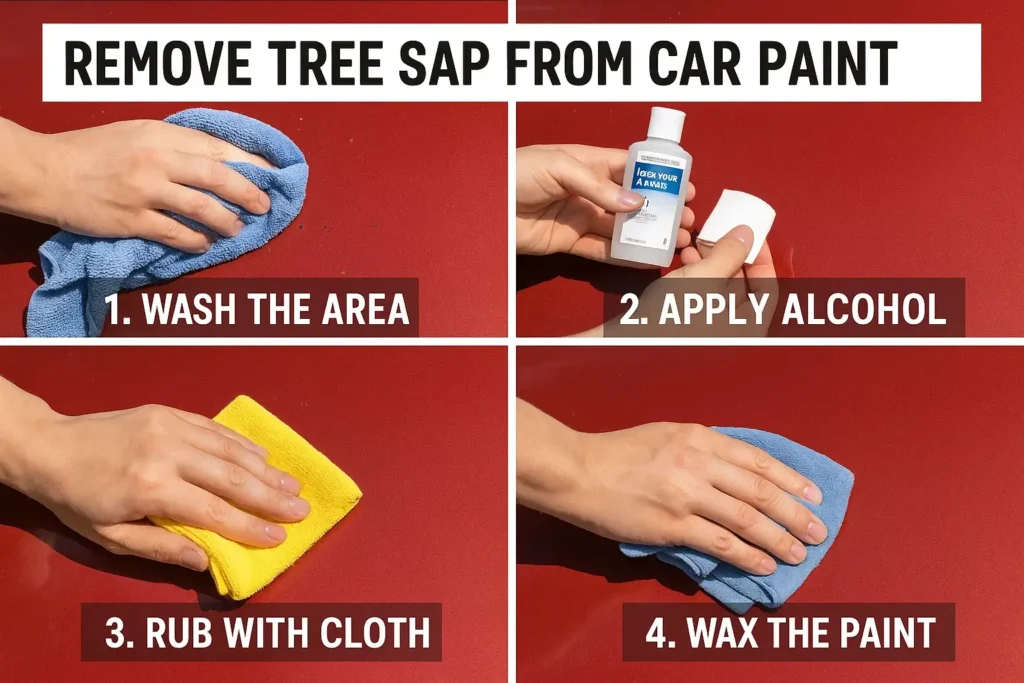 Steps about how to remove tree sap from car?