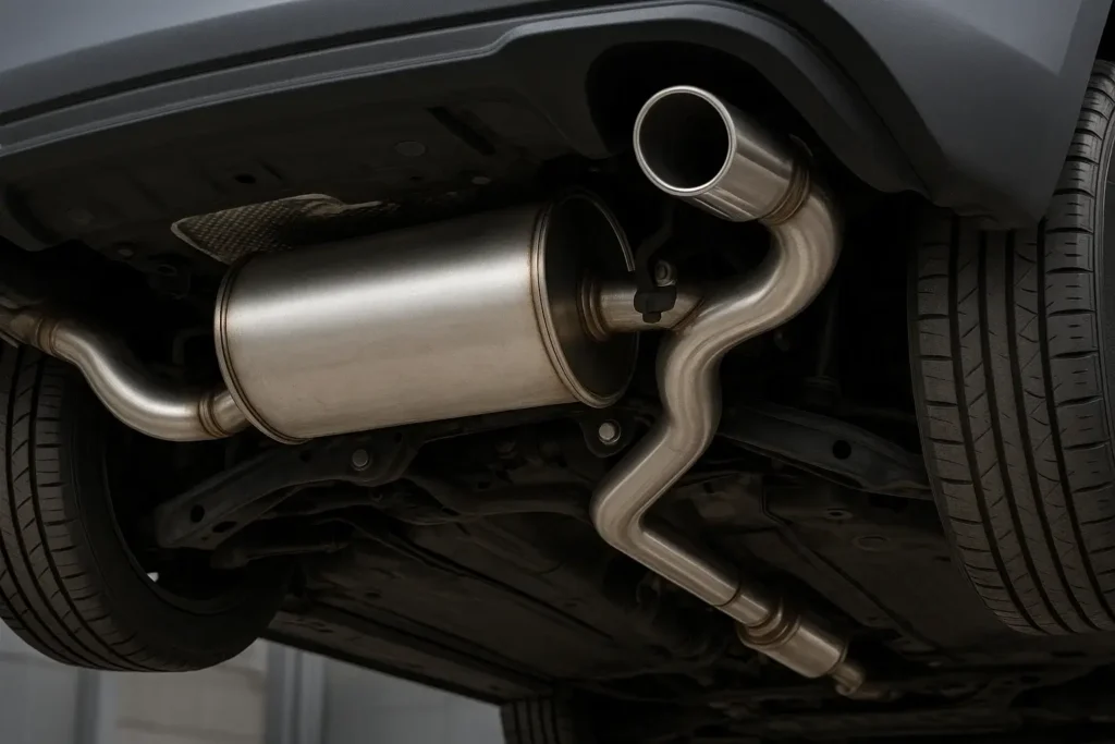 muffler repair while the car is on the deck to check for demages