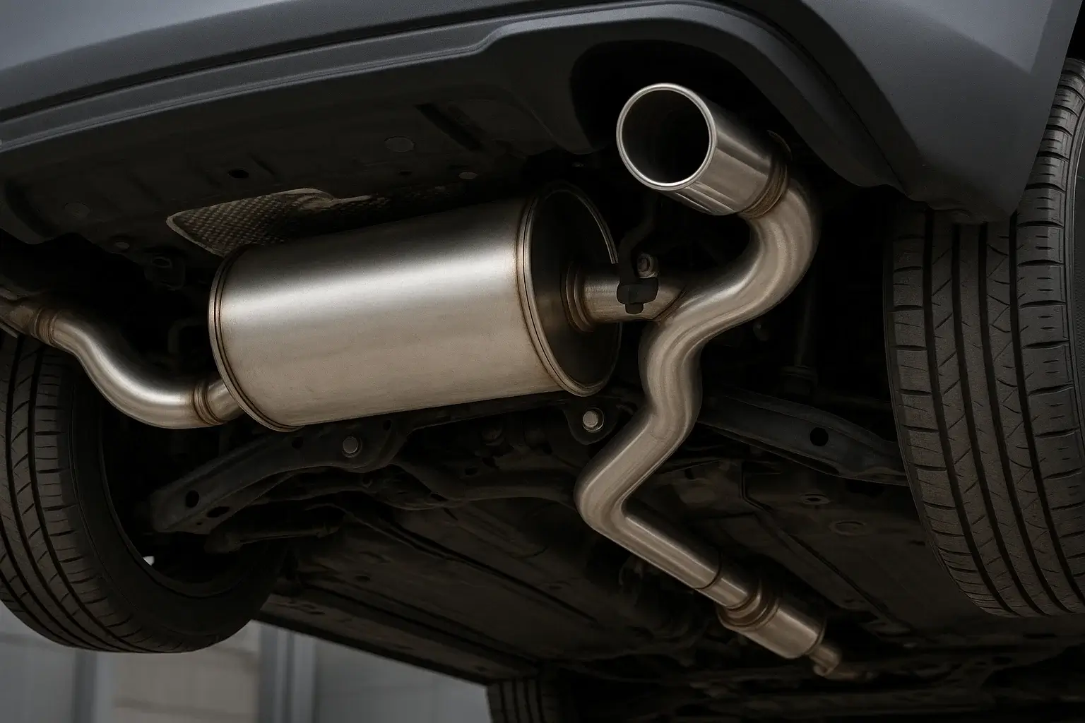 muffler repair while the car is on the deck to check for demages